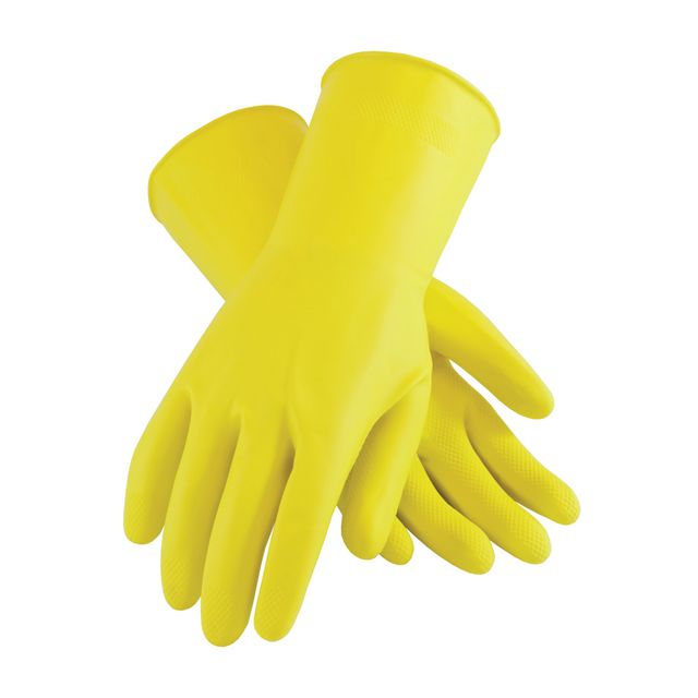 GLOVE LATEX YELLOW 21 ML;FLOCK LINED DIAMOND GRIP - General Purpose